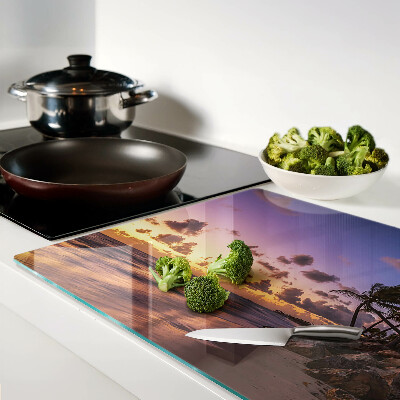 Szklana deska do krojenia Zachód słońca nad plażą