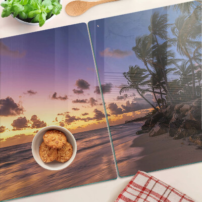 Szklana deska do krojenia Zachód słońca nad plażą