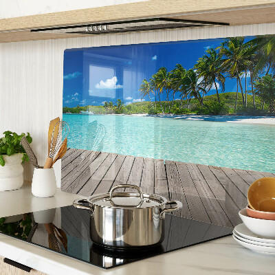 Tabla de cortar de cristal Playa tropical con palmeras