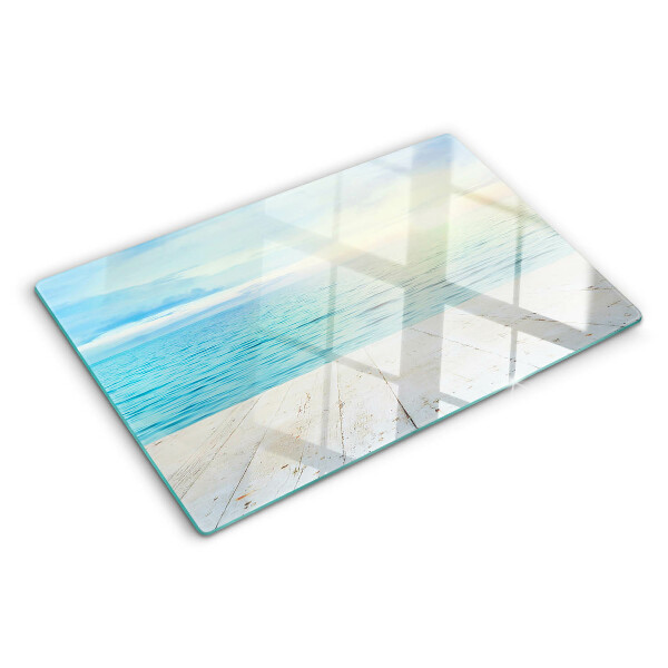 Tabla de cortar El mar y el embarcadero de madera