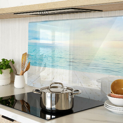 Szklana deska kuchenna Morze i drewniany pomost