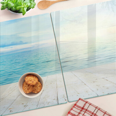 Tabla de cortar El mar y el embarcadero de madera