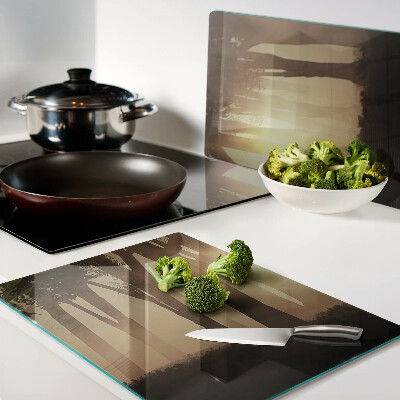 Szklana deska kuchenna Zachód słońca w lesie