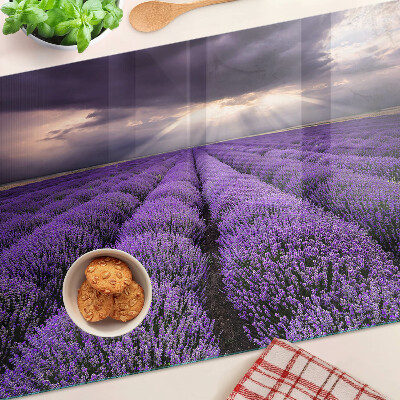 Tabla de cortar de cristal Campo de lavanda con puesta de sol