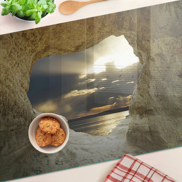 Deska kuchenna szklana Widok na morze przez grotę