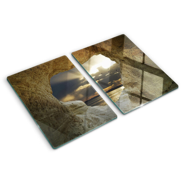 Tabla de cortar Vista del mar a través de la gruta