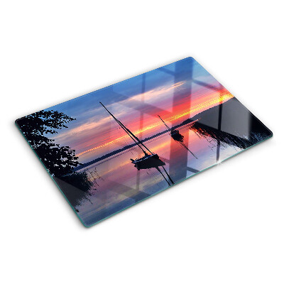 Tabla de cocina Puesta de sol sobre el lago