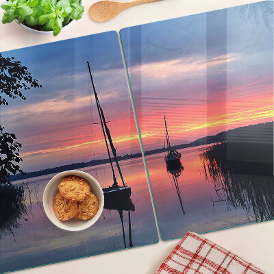 Tabla de cocina Puesta de sol sobre el lago
