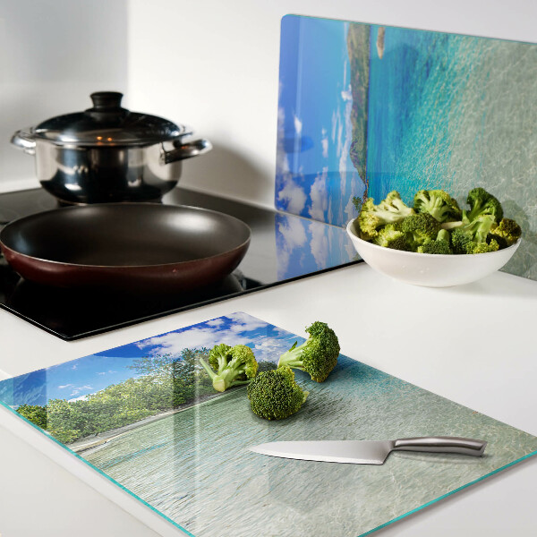 Tabla de cortar Playa tropical con agua azul