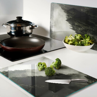 Tabla de cocina Paisaje de montaña con niebla