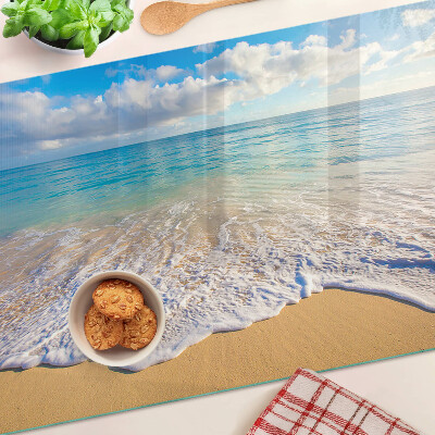 Tabla para cortar Playa con olas y nubes