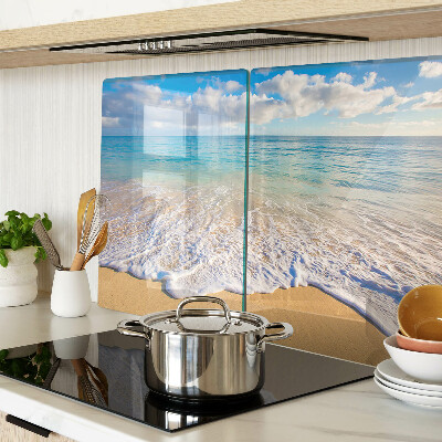 Tabla para cortar Playa con olas y nubes