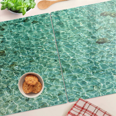 Tabla de cortar de cristal Patrón de agua de la piscina