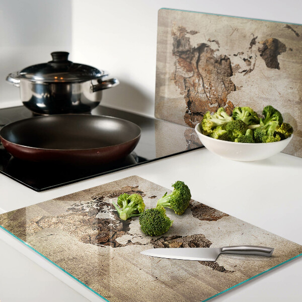 Szklana deska kuchenna Mapa świata w stylu vintage