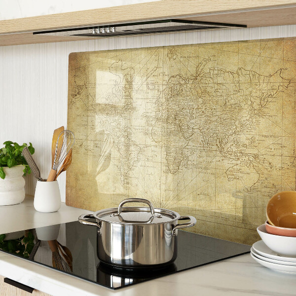 Szklana deska kuchenna Stara mapa świata