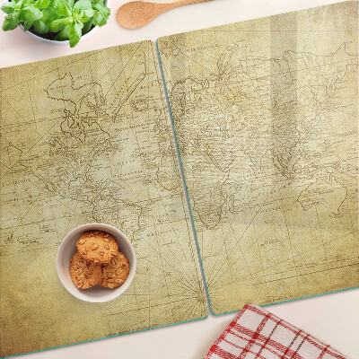 Szklana deska kuchenna Stara mapa świata