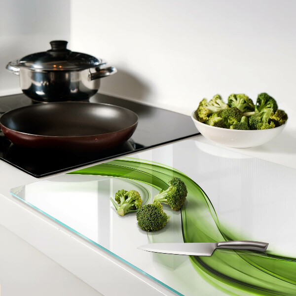 Tabla de cortar de cristal Ondas abstractas verdes