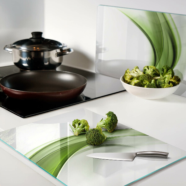 Tabla de cortar de cristal Ondas abstractas verdes