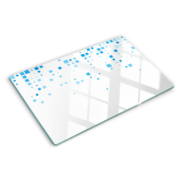 Tabla de cortar Cuadrados azules sobre fondo blanco