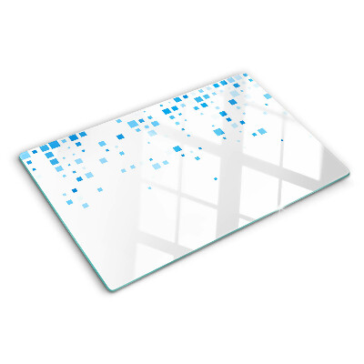 Tabla de cortar Cuadrados azules sobre fondo blanco