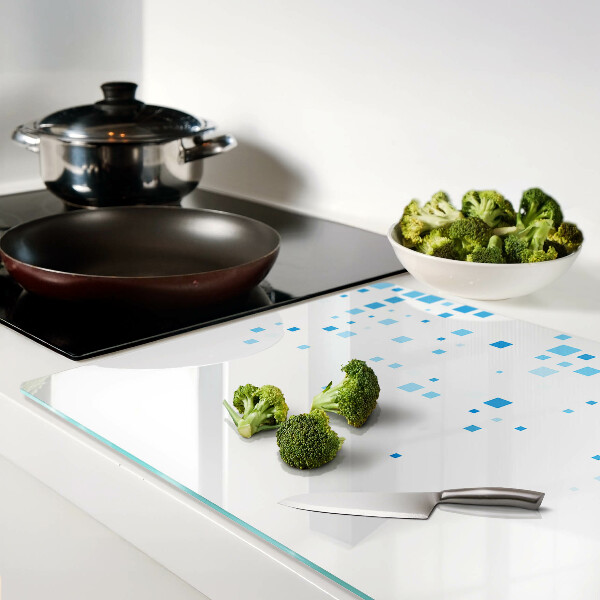 Szklana deska do krojenia Niebieskie kwadraty na białym tle