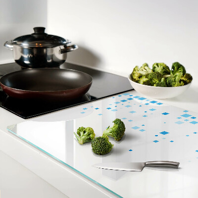 Tabla de cortar Cuadrados azules sobre fondo blanco