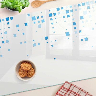 Tabla de cortar Cuadrados azules sobre fondo blanco