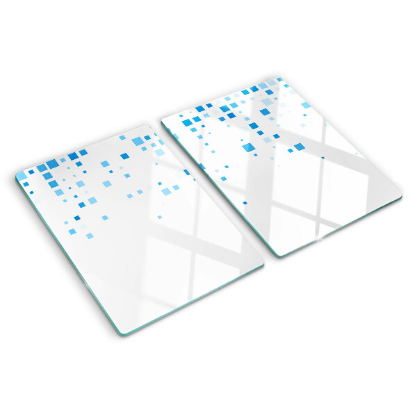 Tabla de cortar Cuadrados azules sobre fondo blanco