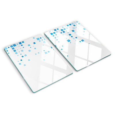Tabla de cortar Cuadrados azules sobre fondo blanco