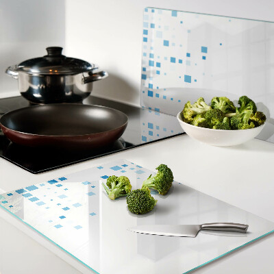 Tabla de cortar Cuadrados azules sobre fondo blanco