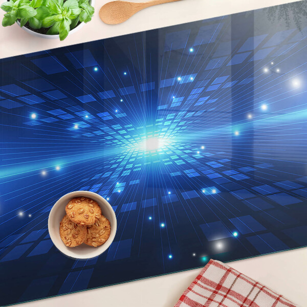 Tabla de cortar de cristal Patrón tecnológico en tonos azules