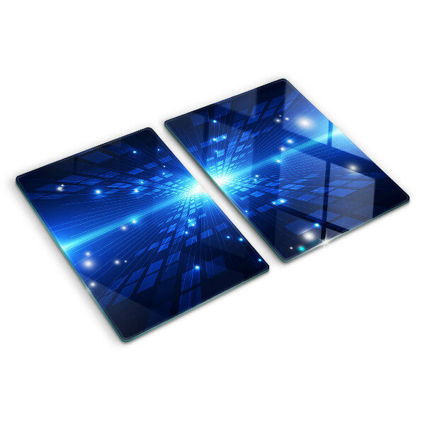 Tabla de cortar de cristal Patrón tecnológico en tonos azules