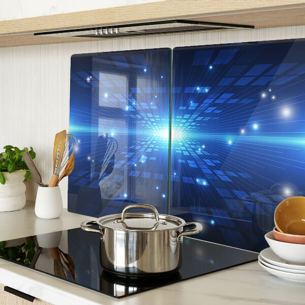 Tabla de cortar de cristal Patrón tecnológico en tonos azules