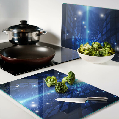 Szklana deska kuchenna Technologiczny wzór w odcieniach niebieskiego