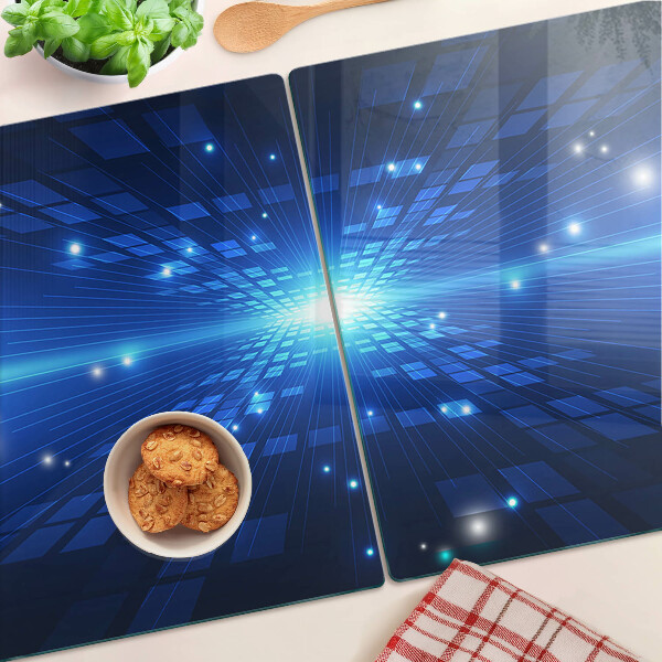 Tabla de cortar de cristal Patrón tecnológico en tonos azules