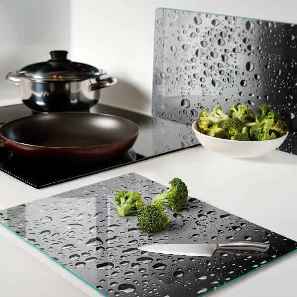 Tabla de cocina Gotas de agua sobre el vidrio