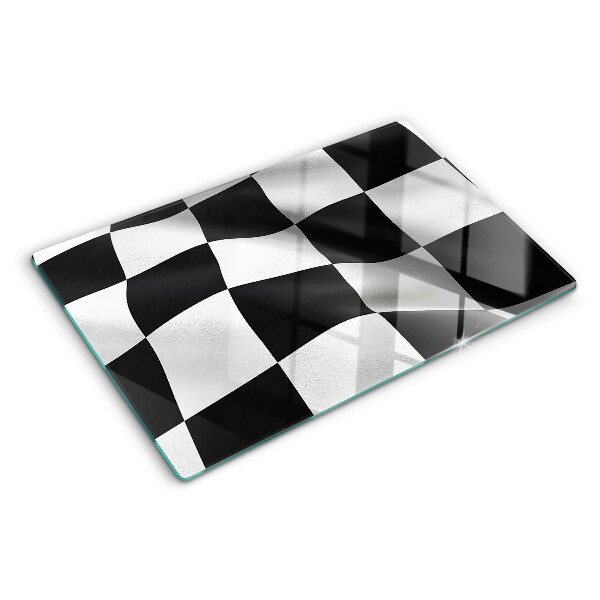 Tabla de cortar de cristal Tablero de ajedrez en blanco y negro