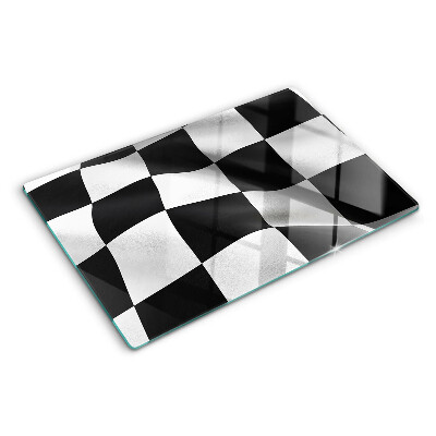 Tabla de cortar de cristal Tablero de ajedrez en blanco y negro