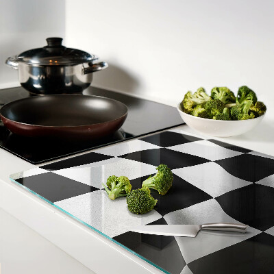 Tabla de cortar de cristal Tablero de ajedrez en blanco y negro