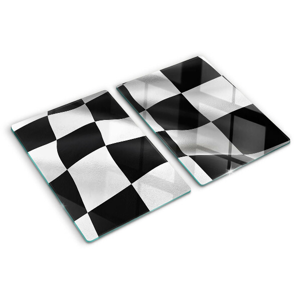 Tabla de cortar de cristal Tablero de ajedrez en blanco y negro