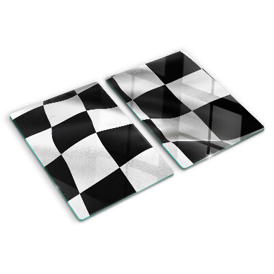 Tabla de cortar de cristal Tablero de ajedrez en blanco y negro