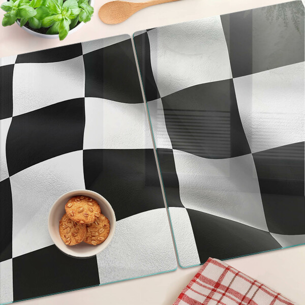 Tabla de cortar de cristal Tablero de ajedrez en blanco y negro