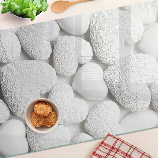 Szklana deska kuchenna Białe serca z wzorem