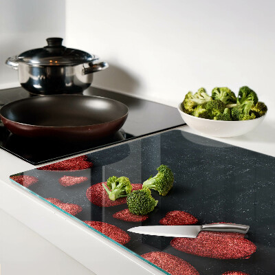 Deska kuchenna szklana Czerwone serca na ciemnym tle