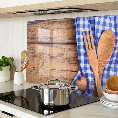 Tabla de cocina Tema de cocina con accesorios de madera.