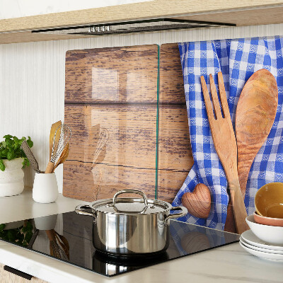 Tabla de cocina Tema de cocina con accesorios de madera.