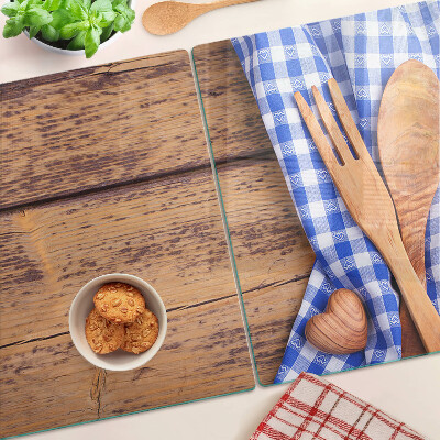 Tabla de cocina Tema de cocina con accesorios de madera.