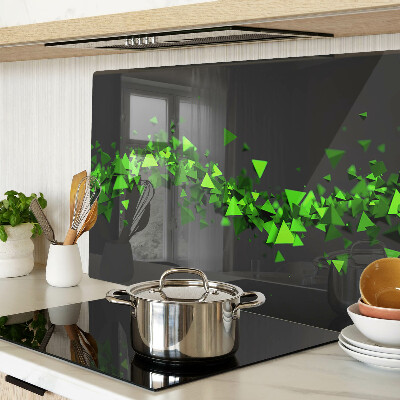 Szklana deska kuchenna Zielone trójkąty na czarnym tle