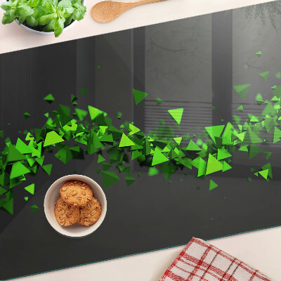 Tabla de cortar de cristal Triángulos verdes sobre fondo negro
