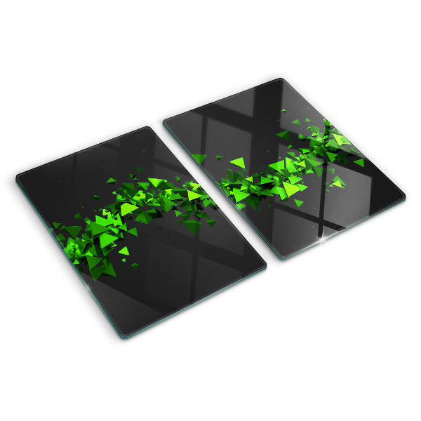 Tabla de cortar de cristal Triángulos verdes sobre fondo negro